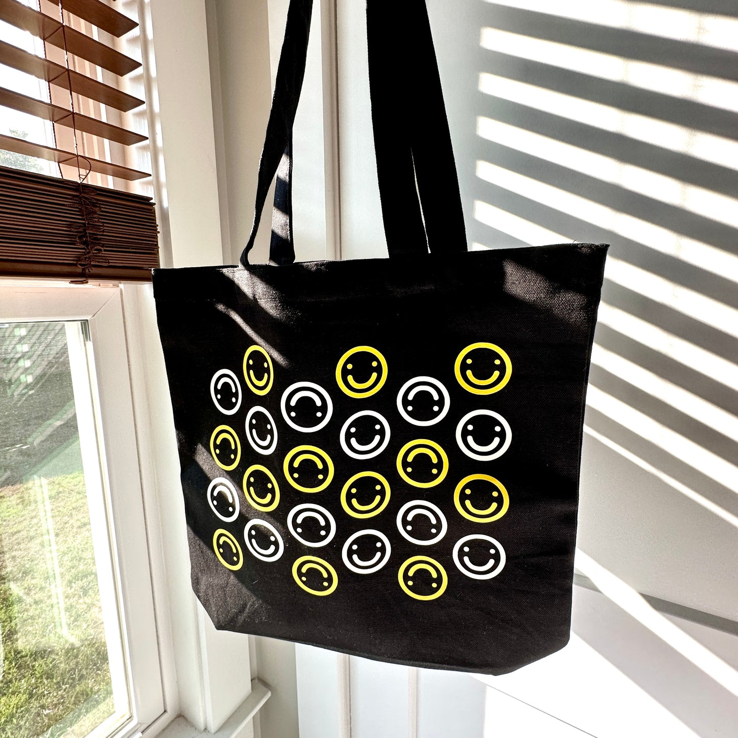 Black Smiley Tote Bag