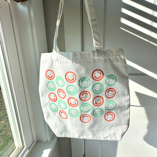 White Smiley Tote Bag